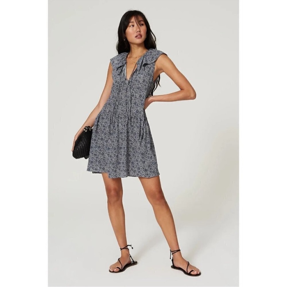 Rebecca Taylor blue vine print silk blend dress size small